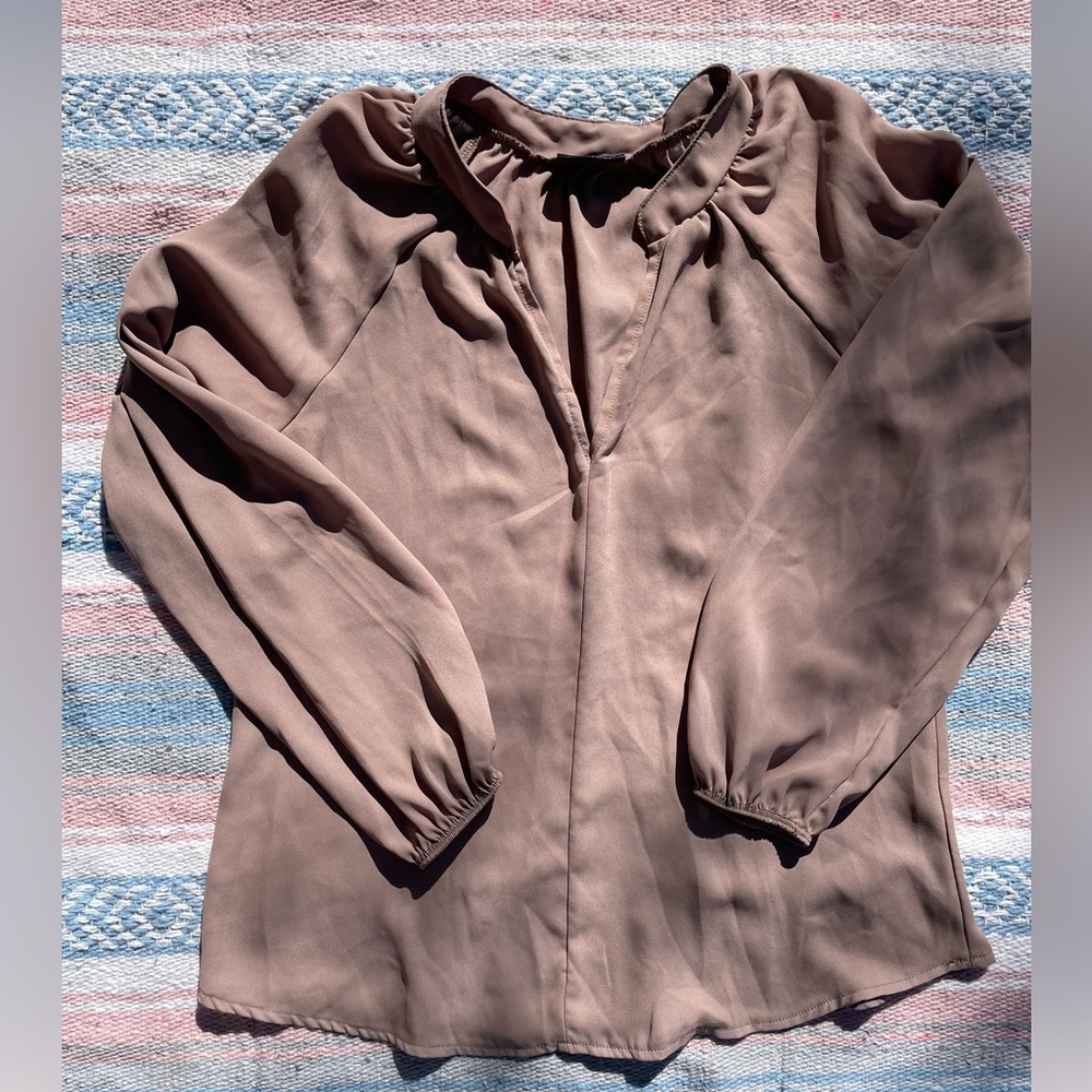 Tan long sleeve blouse